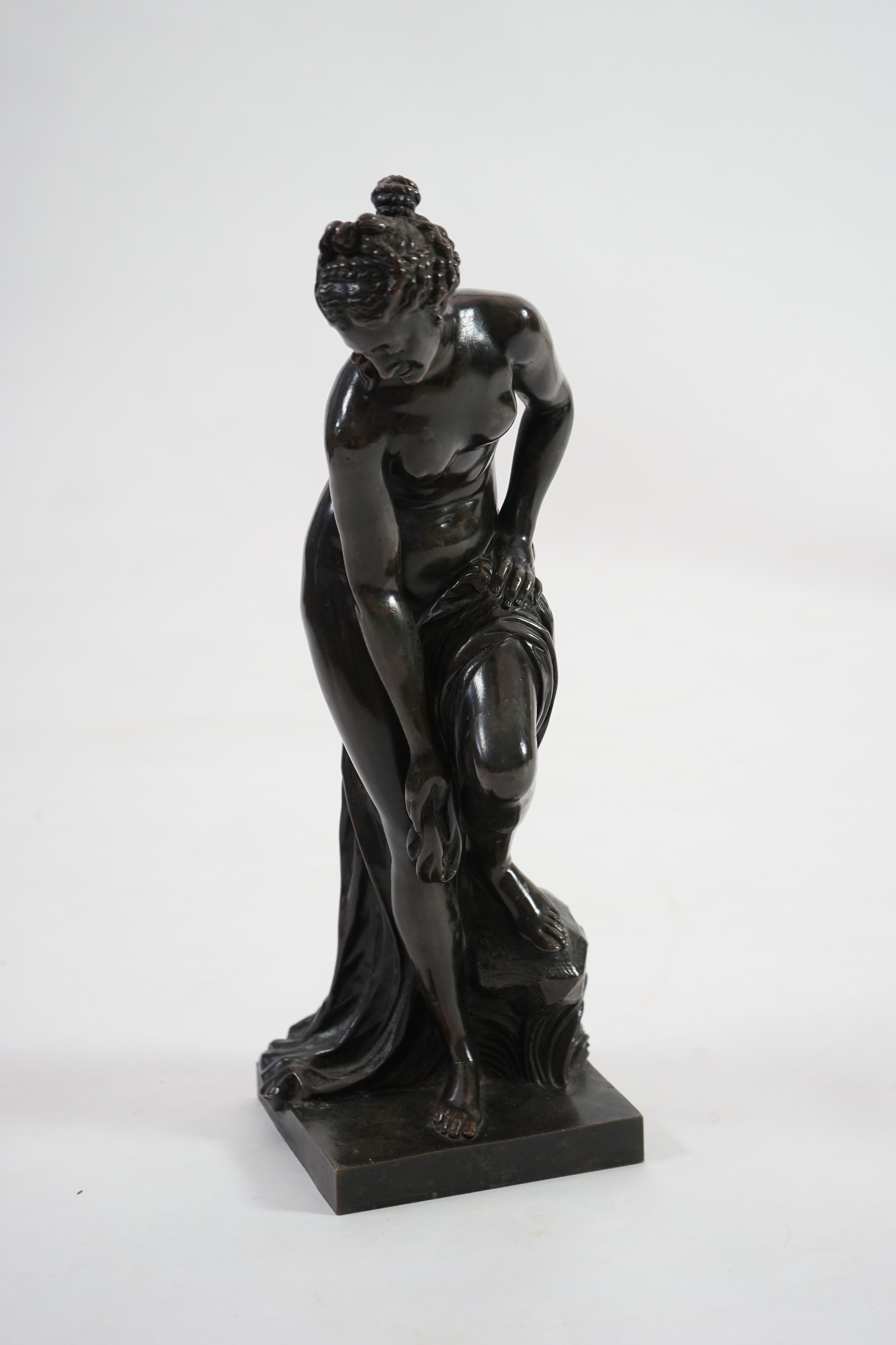 After Christophe-Gabriel Allegrain (1710-1795), a late 19th century bronze model of Venus sortant du bain